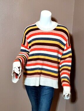 MADEWELL Cardiff Striped Merino Wool Blend Sweater S